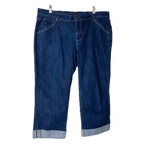 New York & Company Cuff Crop Jeans Medium Blue Mid Rise Size 14 Plus
